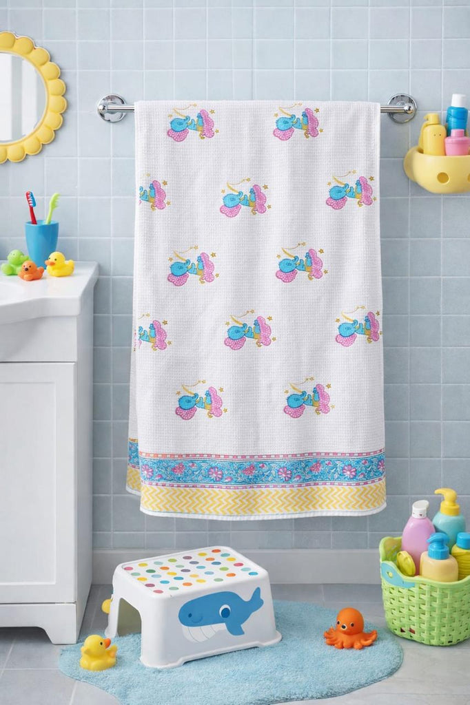 Kids Cotton Angel Elephant Print Towel – Soft, Absorbent & Skin-Friendly