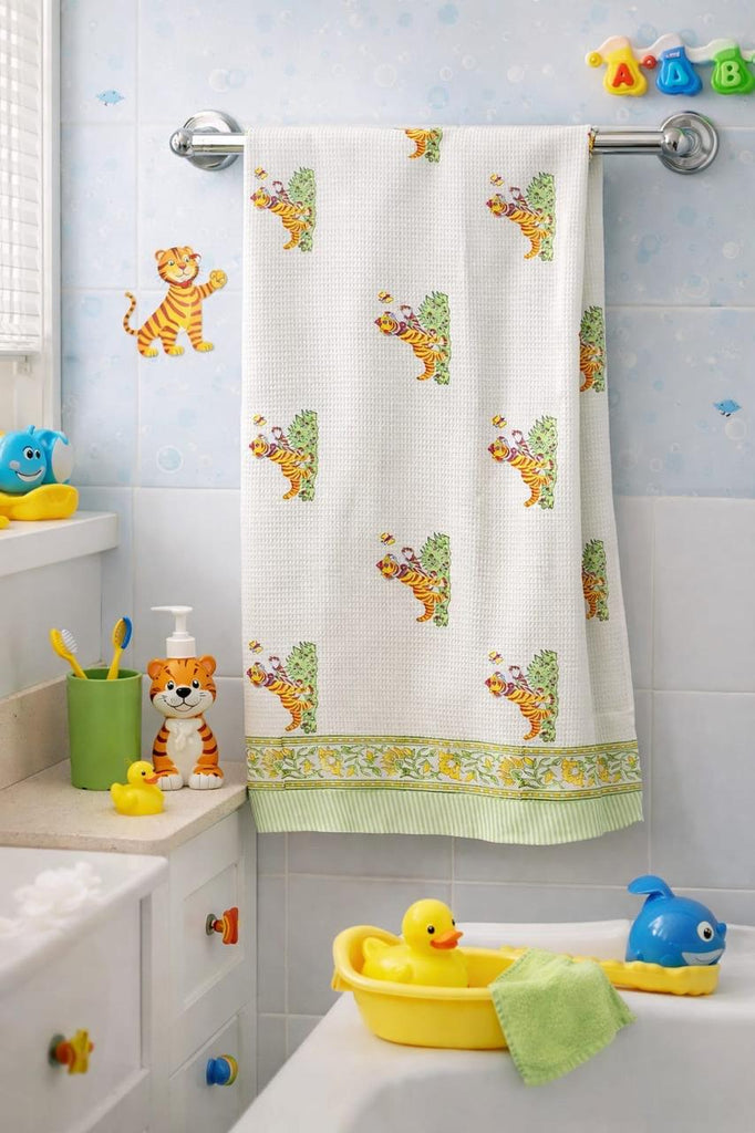 Kids Cotton Tiger Print Towel – Soft, Absorbent & Gentle on Skin