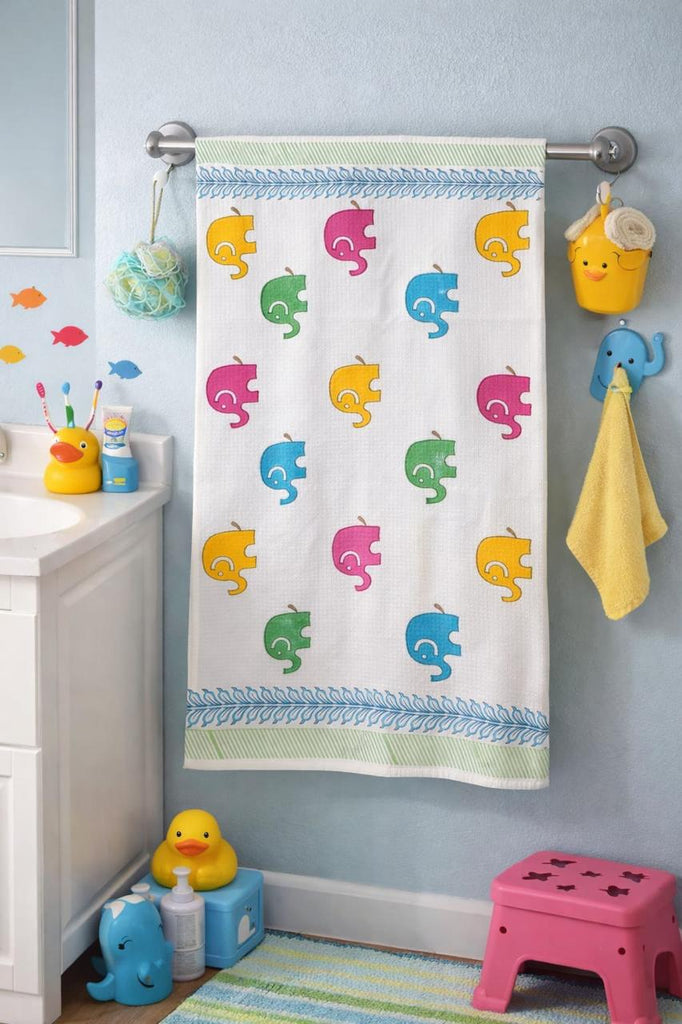 Kids Cotton Elephant Print Towel – Soft, Absorbent & Skin-Friendly