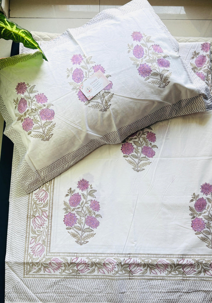 Percale Cotton Handblock Floral (P)Bedsheet – King Size (108x108)