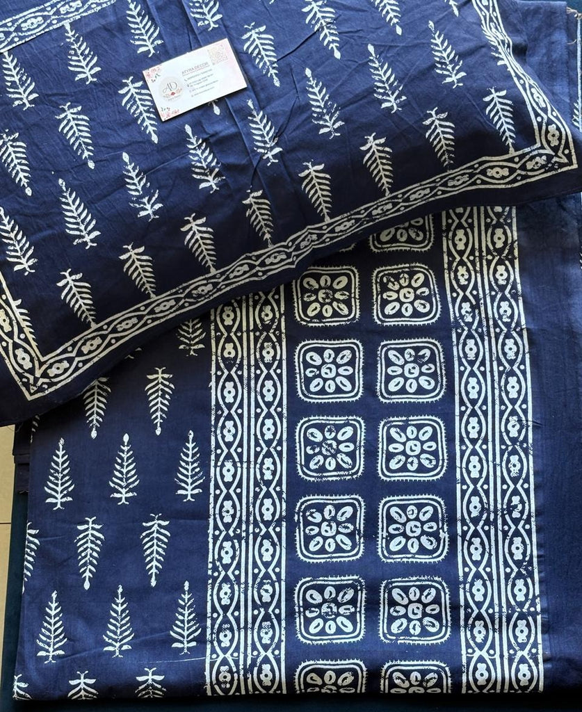 Ajrak Indigo Cotton Bedsheet – King Size (108x108)