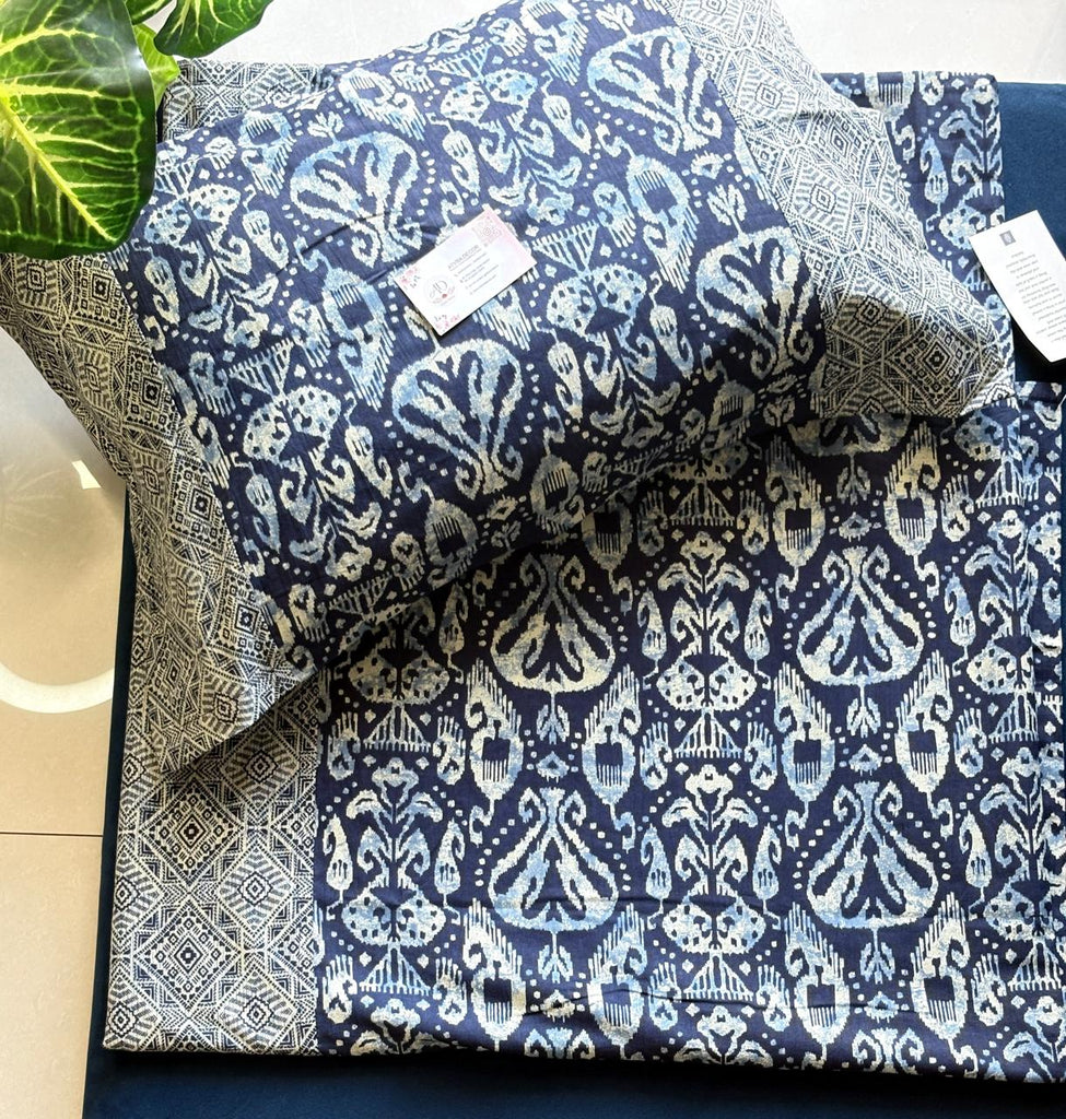 Ajrak Indigo Cotton Bedsheet – King Size (108x108)