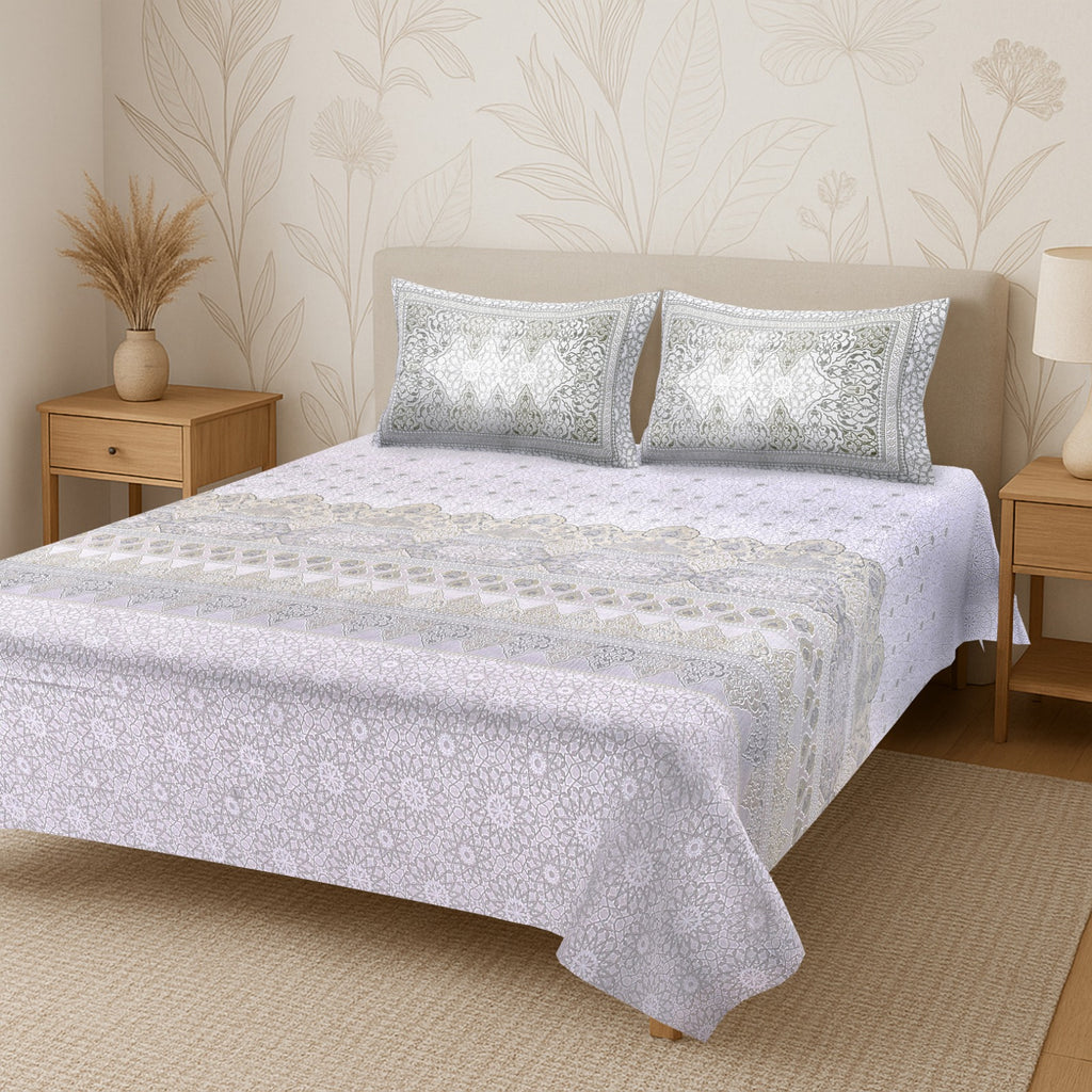Italian “Ivory Royale” Percale Cotton King Size Bedsheet (108 x 108 inches)